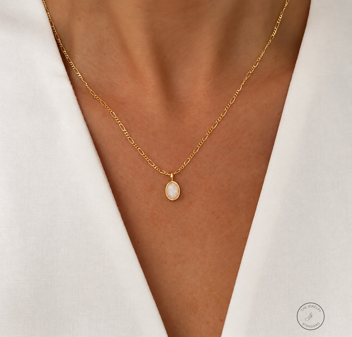Oval Opal Pendant Necklace