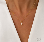 Oval Opal Pendant Necklace