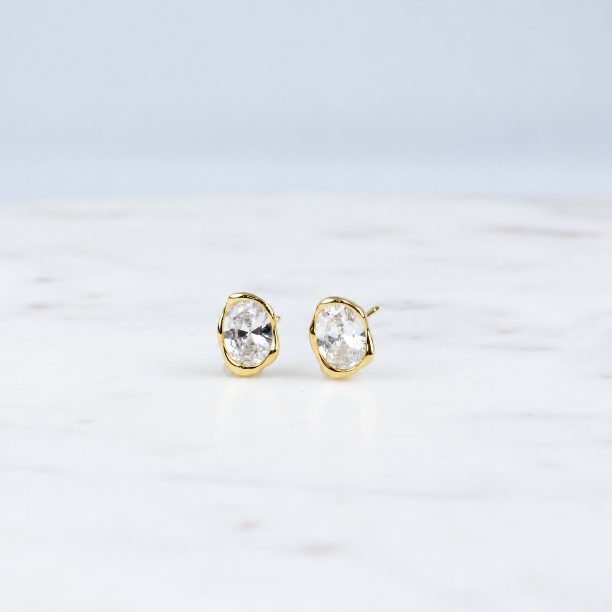 Organic Bezel Stud Earrings