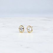 Organic Bezel Stud Earrings