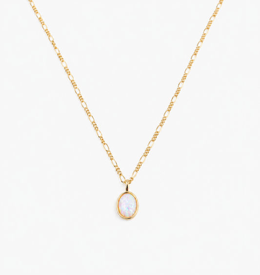 Oval Opal Pendant Necklace