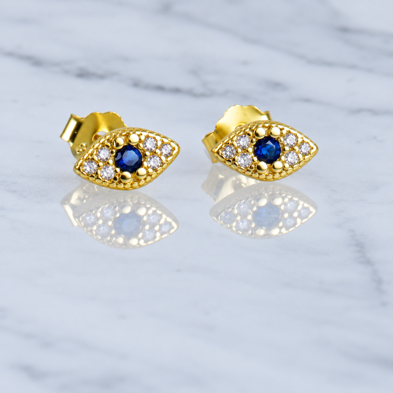 Evil Eye Stud Earrings,  14k gold sterling silver, Flat Back Earring, Screw in Tragus Earring, Cartilage Earring, Stud Earrings, PAIR of 2
