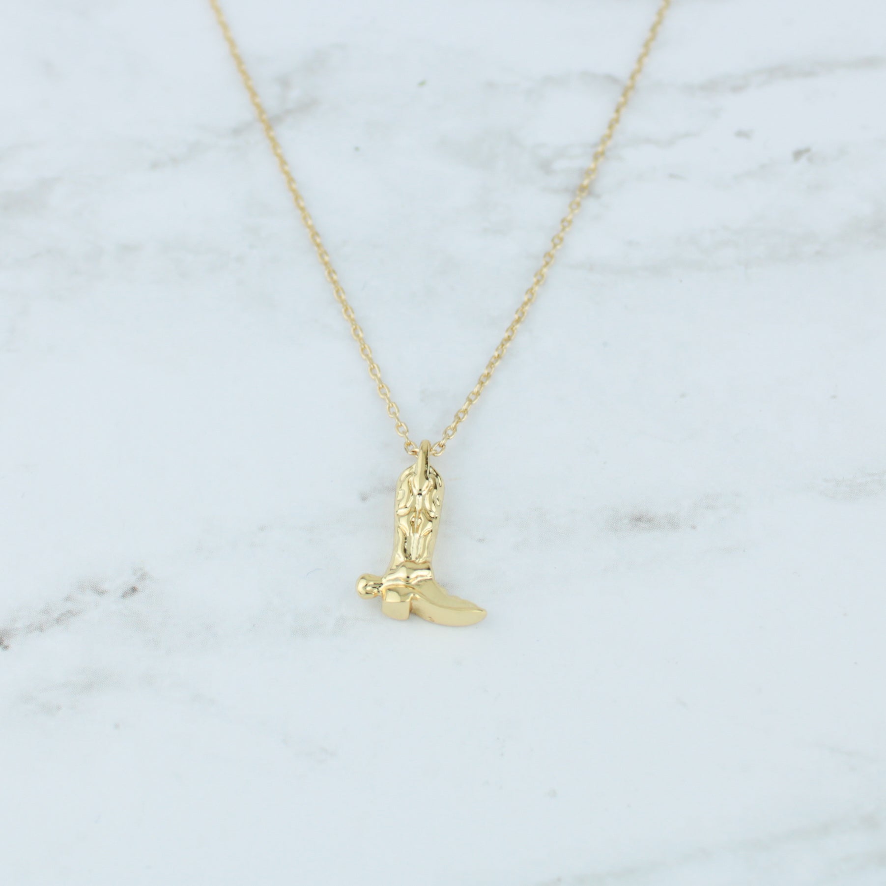 Gold plated cowboy boot neckalce