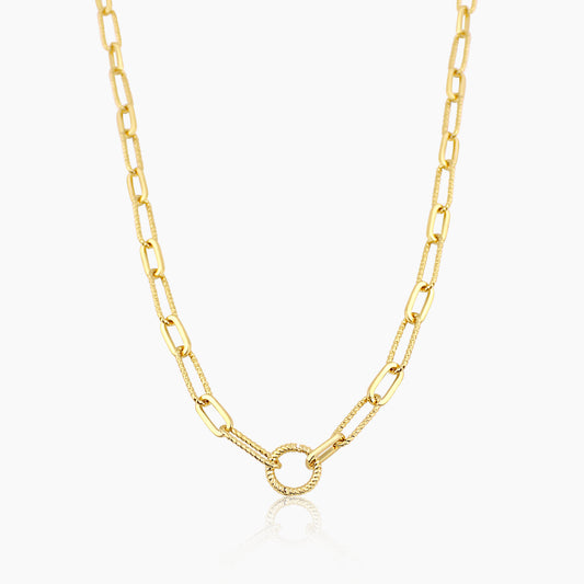Paperclip Chain Charm Ring Necklace