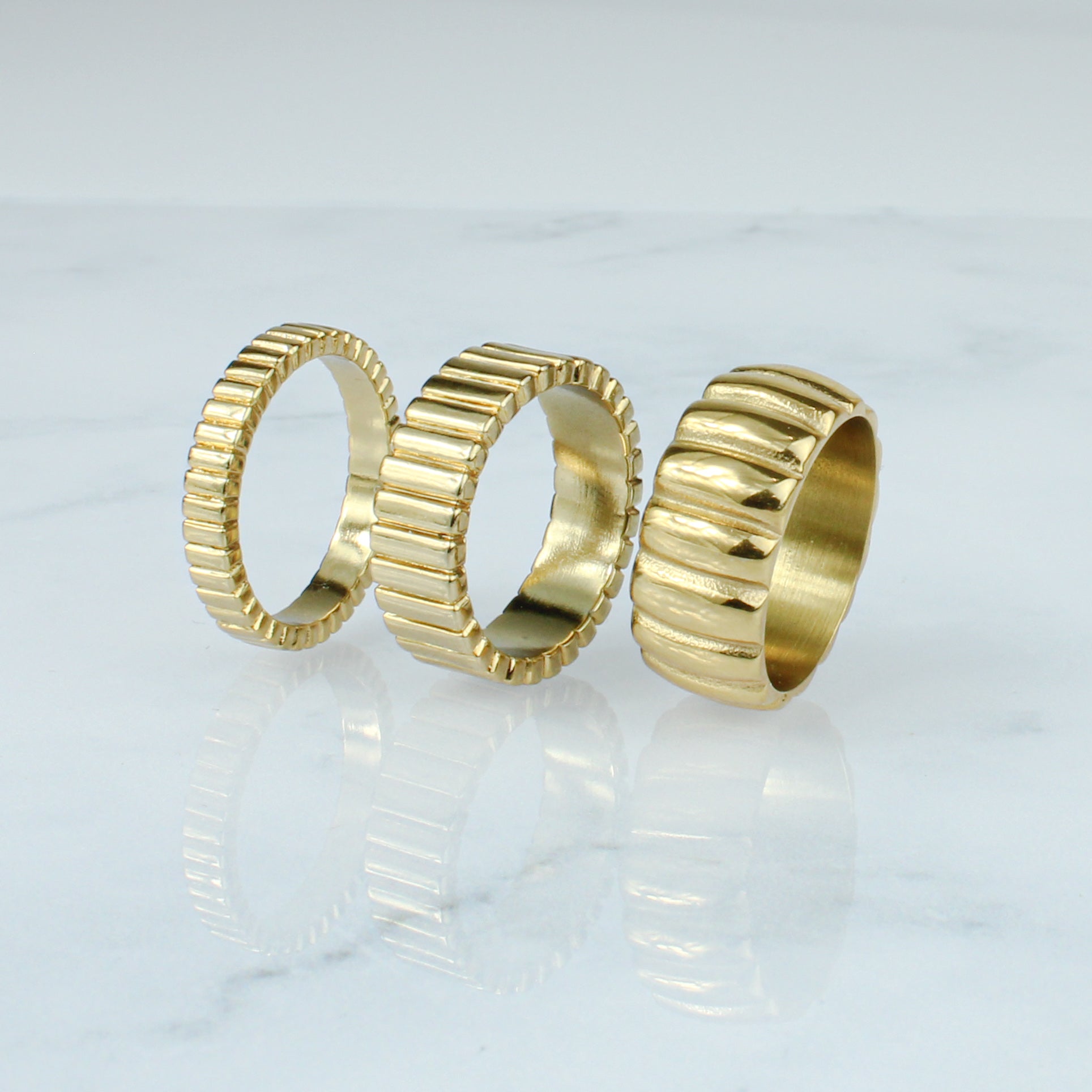 Horizontal Ribbed Bands Ribbed Band Ring – TJS