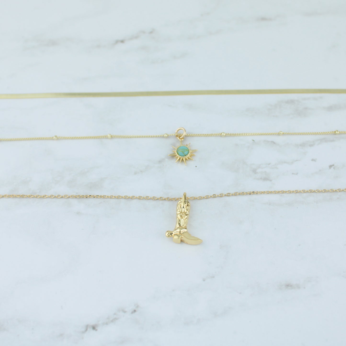 Sun + Boot Layering Necklaces