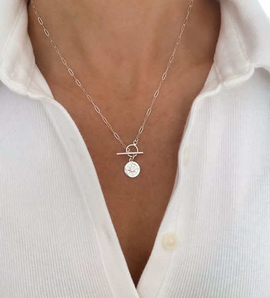 Sterling Silver Compass Necklace
