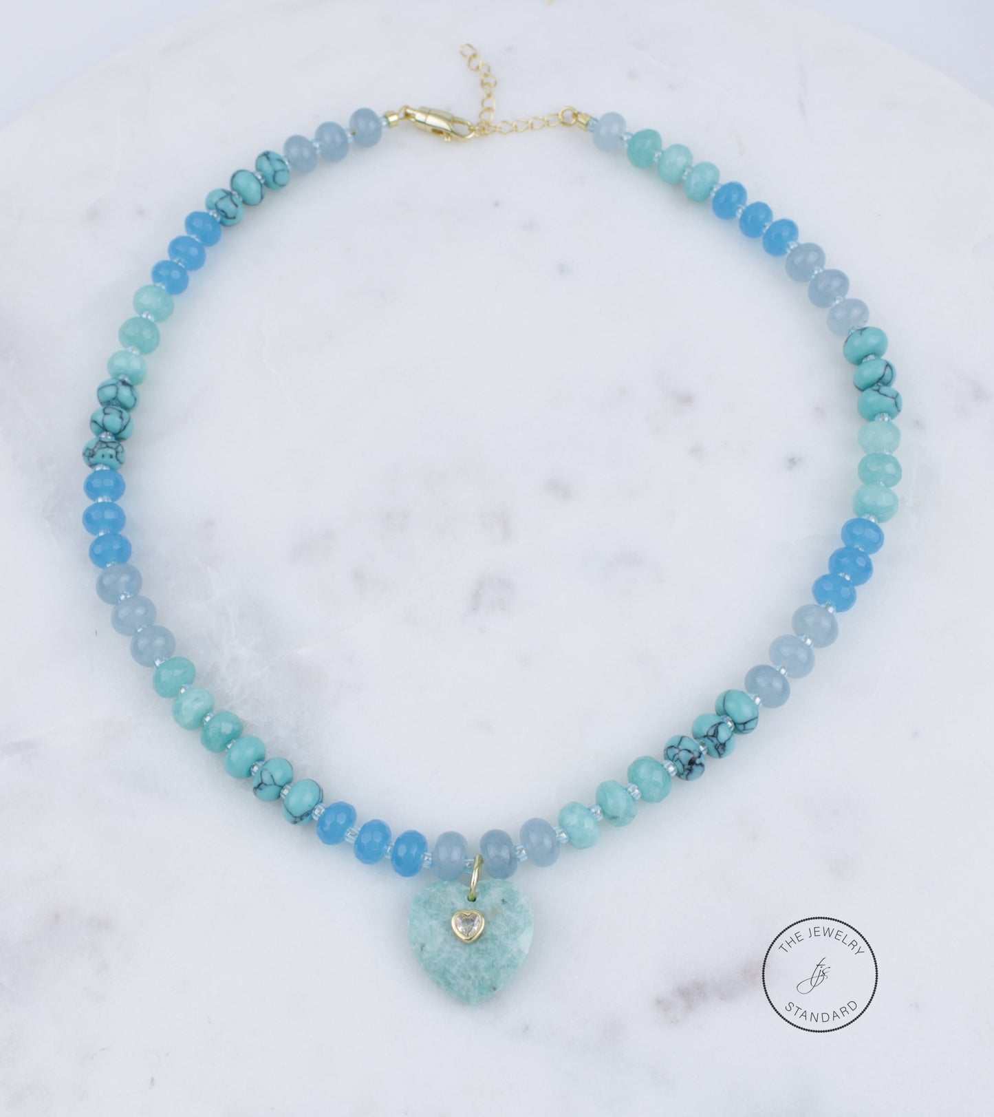 Amazonite Beaded Heart Necklace