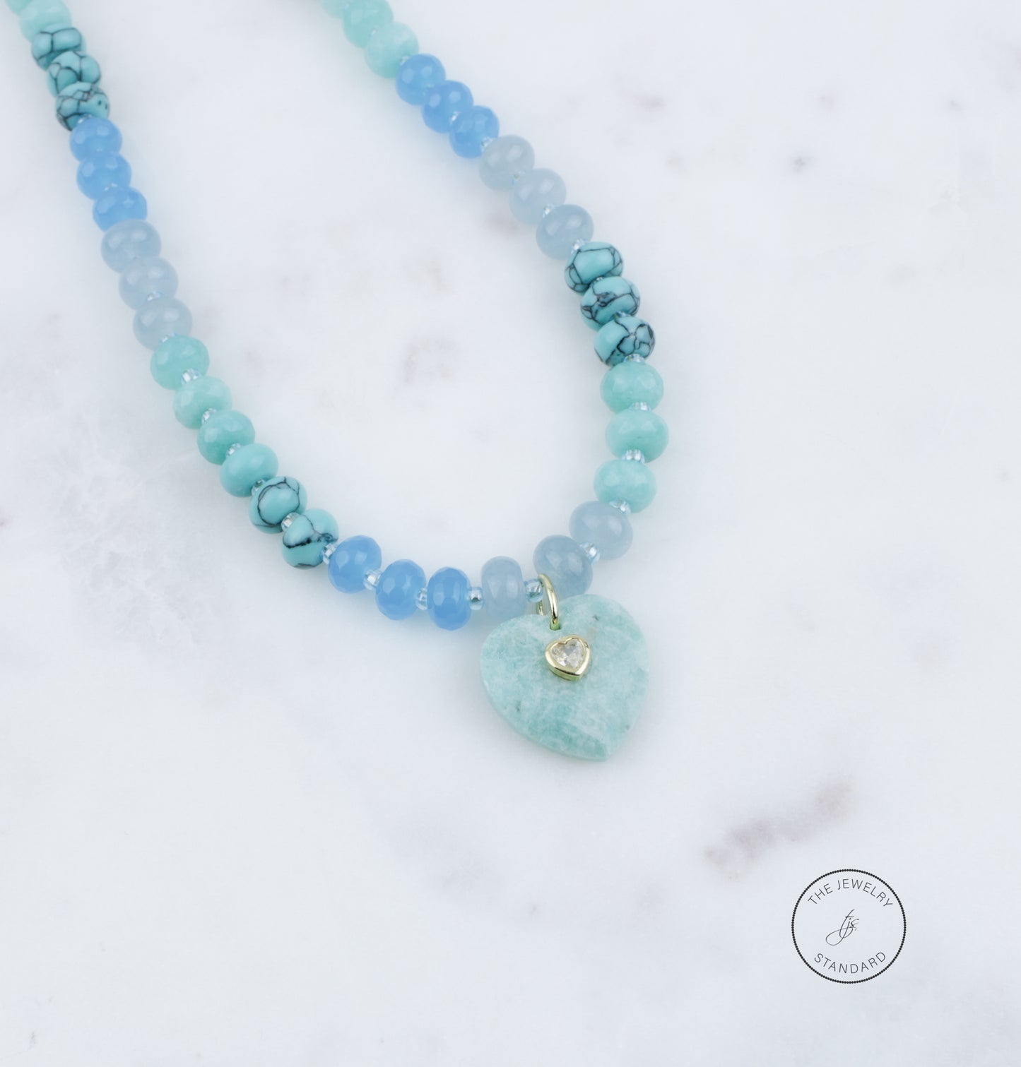 Amazonite Beaded Heart Necklace