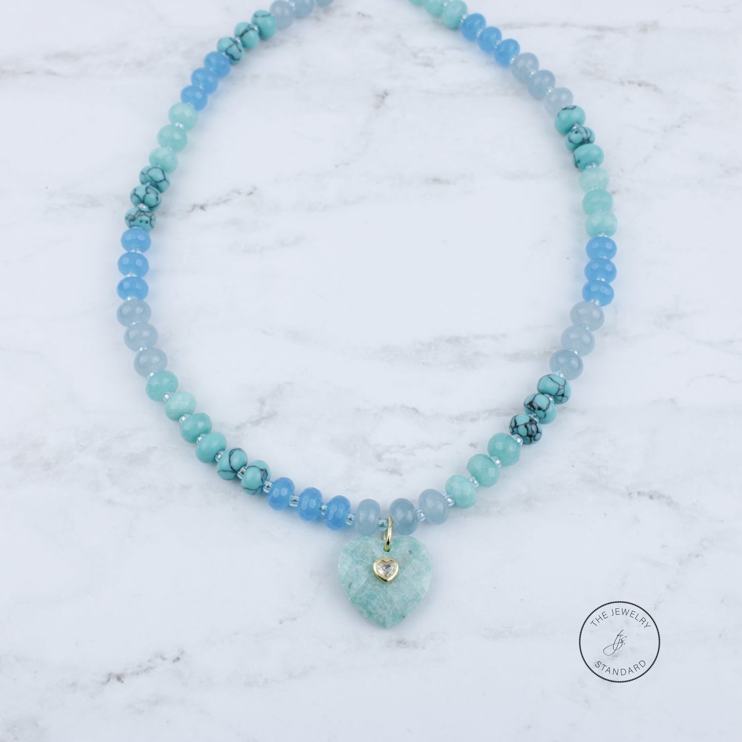 Amazonite Beaded Heart Necklace