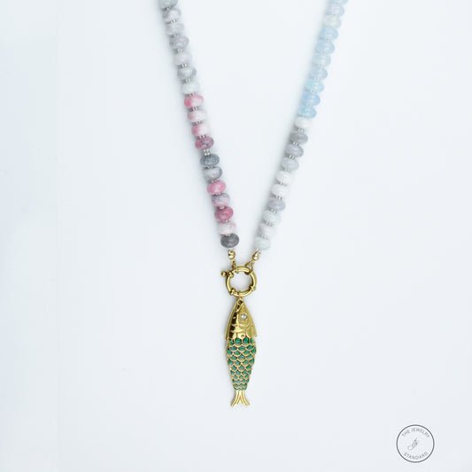 Pastel Beaded Fish Pendant Necklace