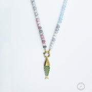 Pastel Beaded Fish Pendant Necklace