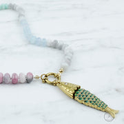 Pastel Beaded Fish Pendant Necklace