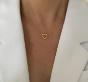 Charm Necklace Holder, 16K Gold Rolo chain necklace with openable Heart Charm ring, Gold necklace, gift for her, new jewelry, Chain Necklace