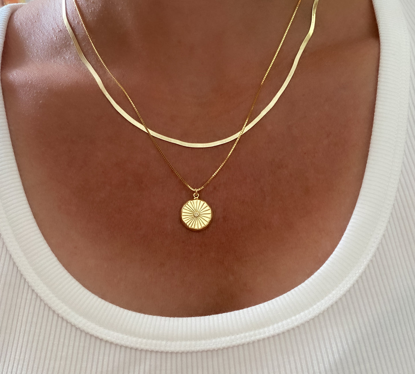 Gold Sunburst Pendant Necklace