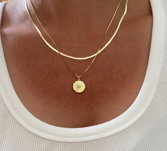 Gold Sunburst Pendant Necklace
