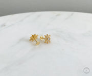 Flat Back Earring, Sun Screw in earring, Tragus Earring, Cartilage Earring, Gift for Her, 14k gold sterling silver, Stud Earrings, PAIR of 2