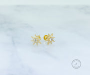 Flat Back Earring, Sun Screw in earring, Tragus Earring, Cartilage Earring, Gift for Her, 14k gold sterling silver, Stud Earrings, PAIR of 2
