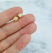Flat Back Earring, Sun Screw in earring, Tragus Earring, Cartilage Earring, Gift for Her, 14k gold sterling silver, Stud Earrings, PAIR of 2