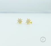 Flat Back Earring, Sun Screw in earring, Tragus Earring, Cartilage Earring, Gift for Her, 14k gold sterling silver, Stud Earrings, PAIR of 2