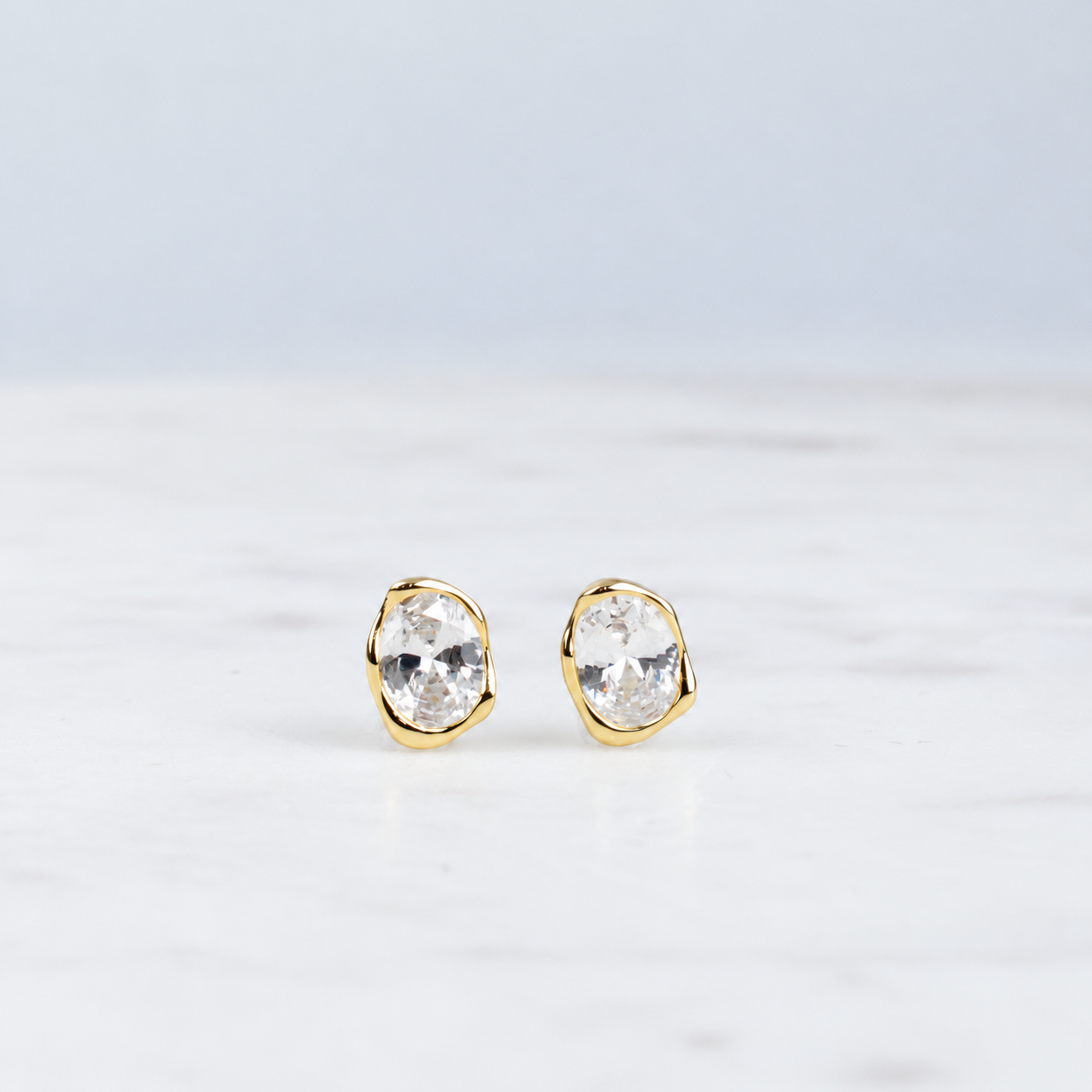 Organic Bezel Stud Earrings