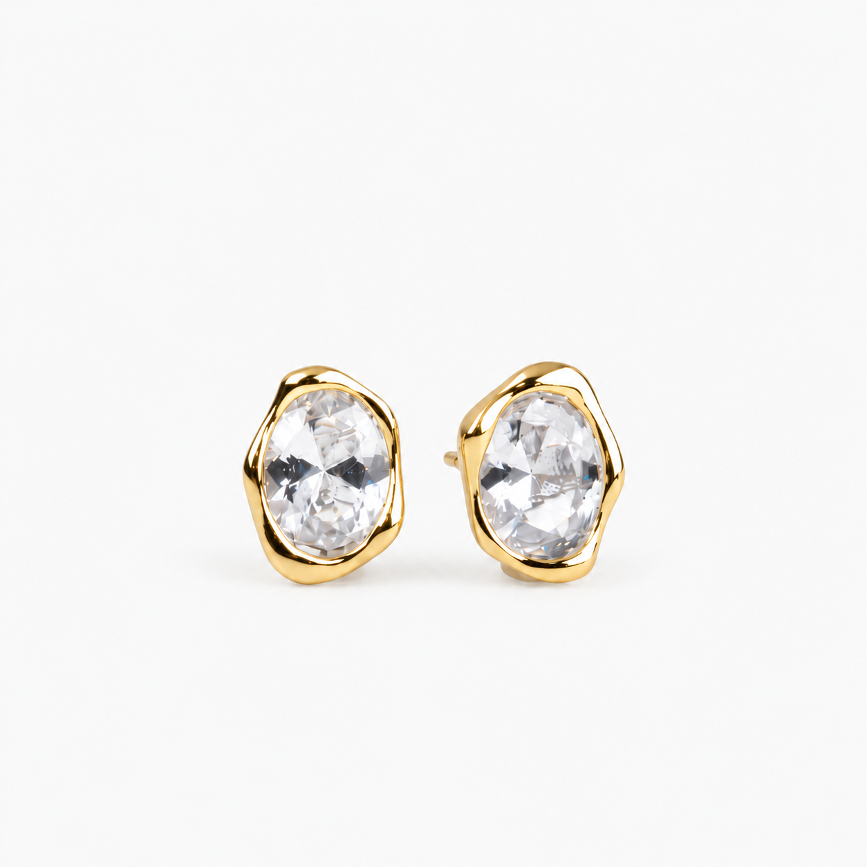 Organic Bezel Stud Earrings