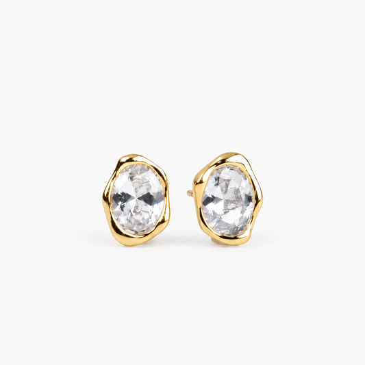 Organic Bezel Stud Earrings