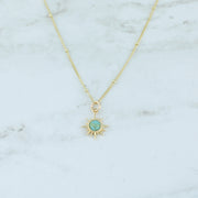 Sterling silver Gold Plated Turquoise sun pendant necklace