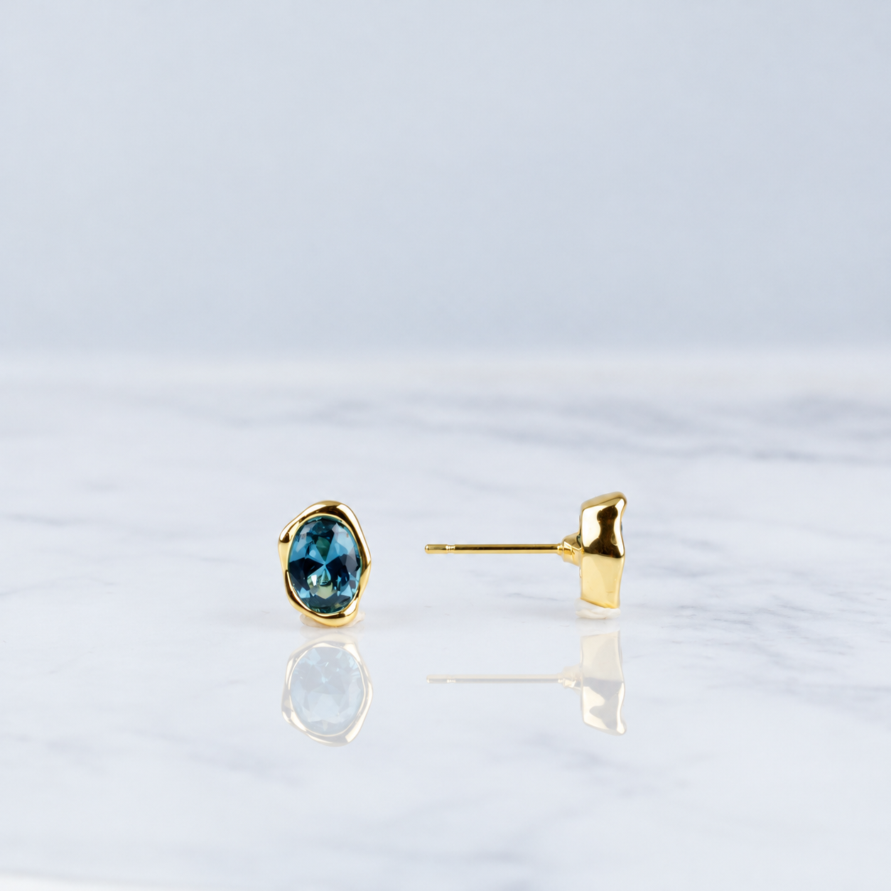 Organic Bezel Stud Earrings