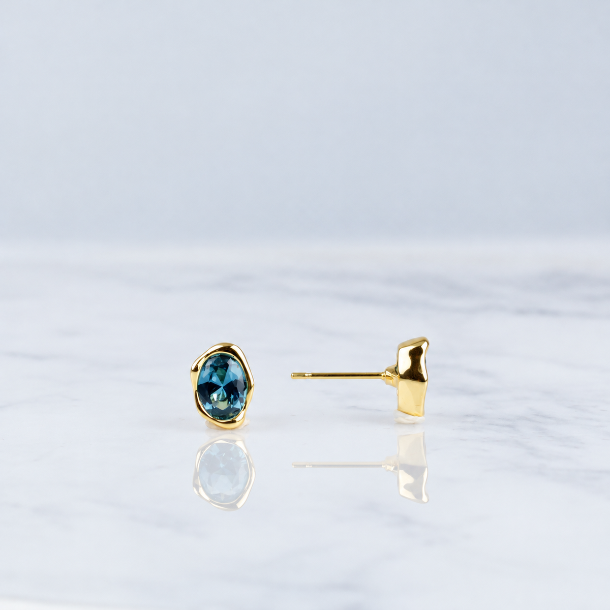 Organic Bezel Stud Earrings