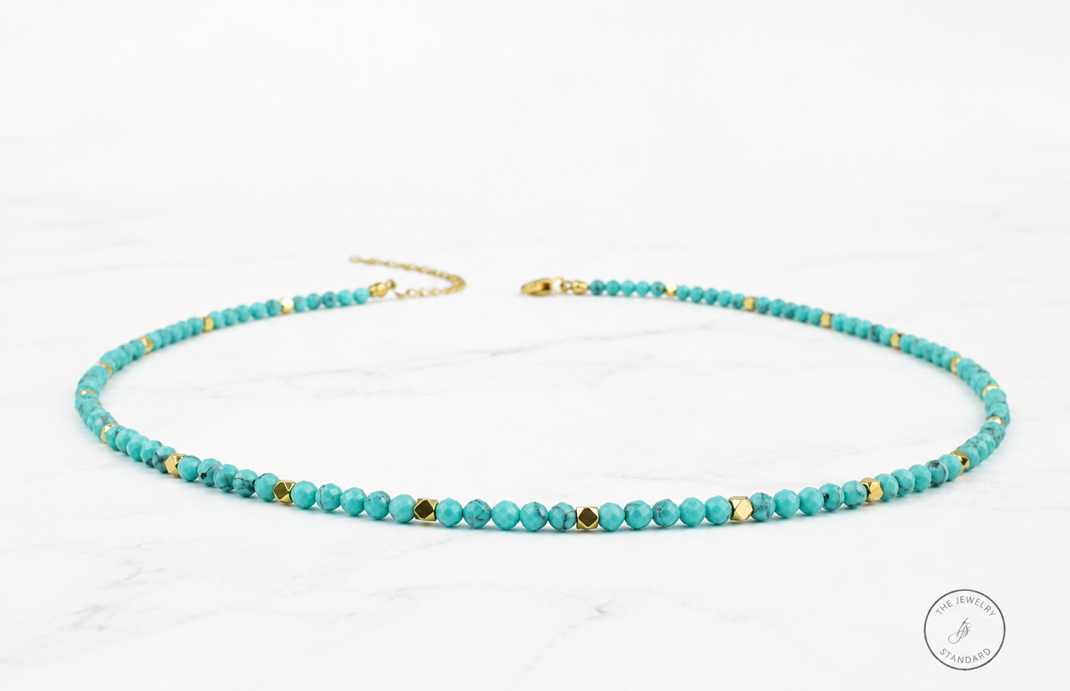 Turquoise Beaded Necklace | Waterproof Stainless Steel Necklace | Minimalist Coastal Jewelry | Everyday Beach Necklace | Anti Tarnish Gift