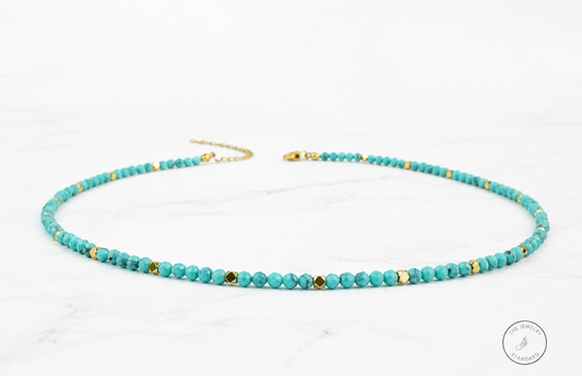 Turquoise Beaded Necklace | Waterproof Stainless Steel Necklace | Minimalist Coastal Jewelry | Everyday Beach Necklace | Anti Tarnish Gift
