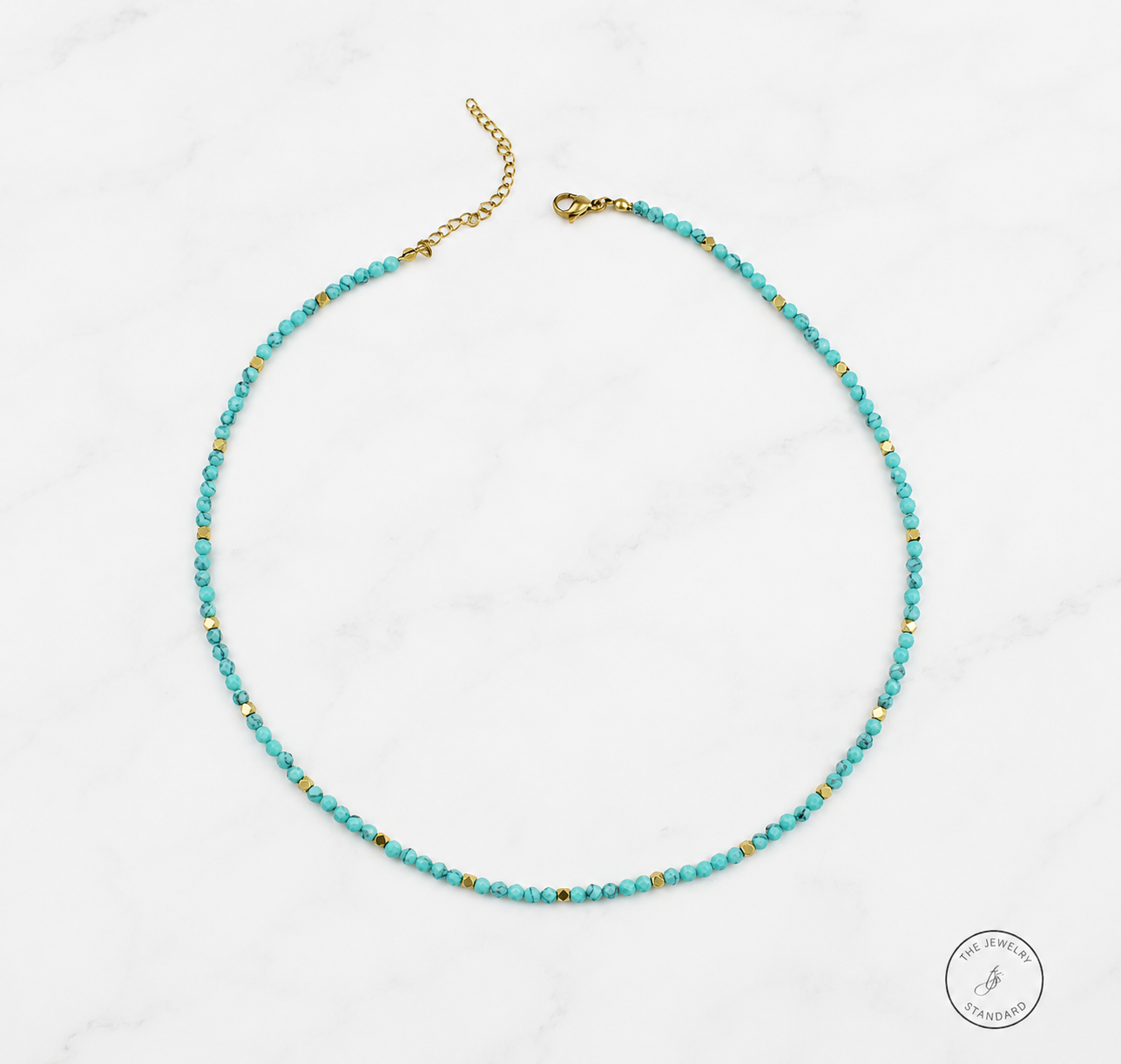 Turquoise Beaded Necklace | Waterproof Stainless Steel Necklace | Minimalist Coastal Jewelry | Everyday Beach Necklace | Anti Tarnish Gift