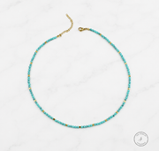 Turquoise Beaded Necklace | Waterproof Stainless Steel Necklace | Minimalist Coastal Jewelry | Everyday Beach Necklace | Anti Tarnish Gift