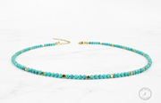 Turquoise Beaded Necklace | Waterproof Stainless Steel Necklace | Minimalist Coastal Jewelry | Everyday Beach Necklace | Anti Tarnish Gift