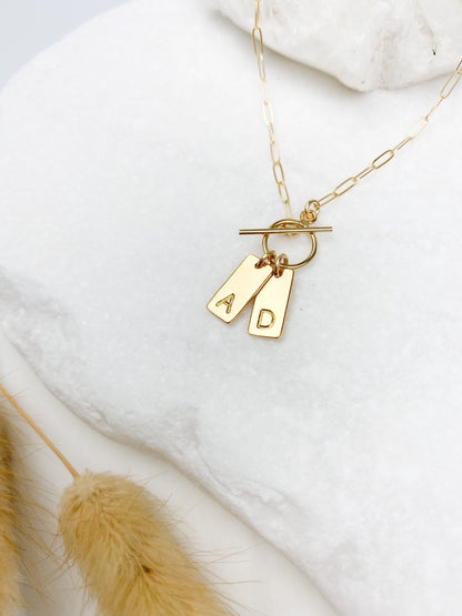 personalized tag toggle chain necklace