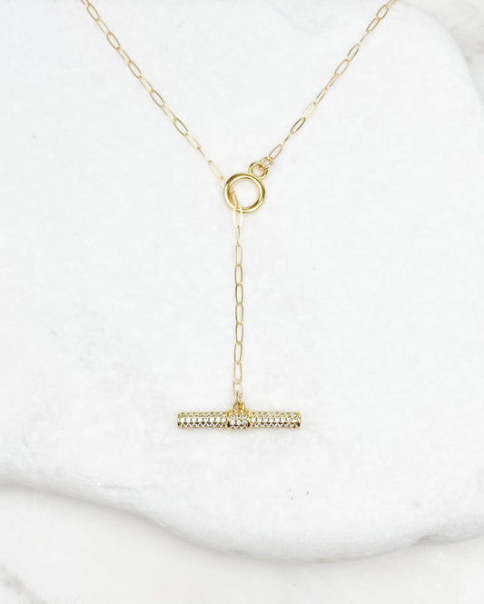 CZ Lariat Toggle Necklace