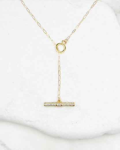 CZ Lariat Toggle Necklace