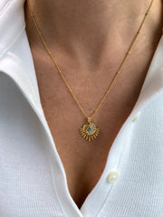 Turquoise Sun + Moon Necklace