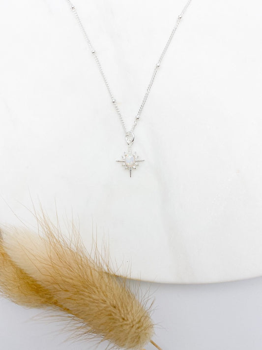 Silver Opal Star Necklace
