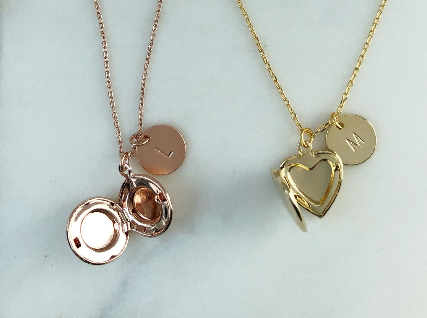locket necklace, initials necklace, heart Locket, round locket, gifts for her, birthday gift, heart necklace, rose gold necklace
