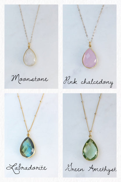 Gemstone Necklace With Initial
