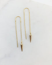 Gold earrings, Threader earrings, spike earrings, spike threader earrings, womens earrings, birthday gifts for her, gifts for women