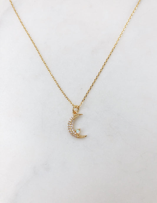 Moon necklace, opal necklace, dainty necklace, necklaces for women, gold necklace, opal necklace, dainty jewelry, birthday