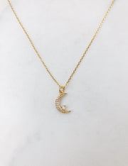 Moon necklace, opal necklace, dainty necklace, necklaces for women, gold necklace, opal necklace, dainty jewelry, birthday