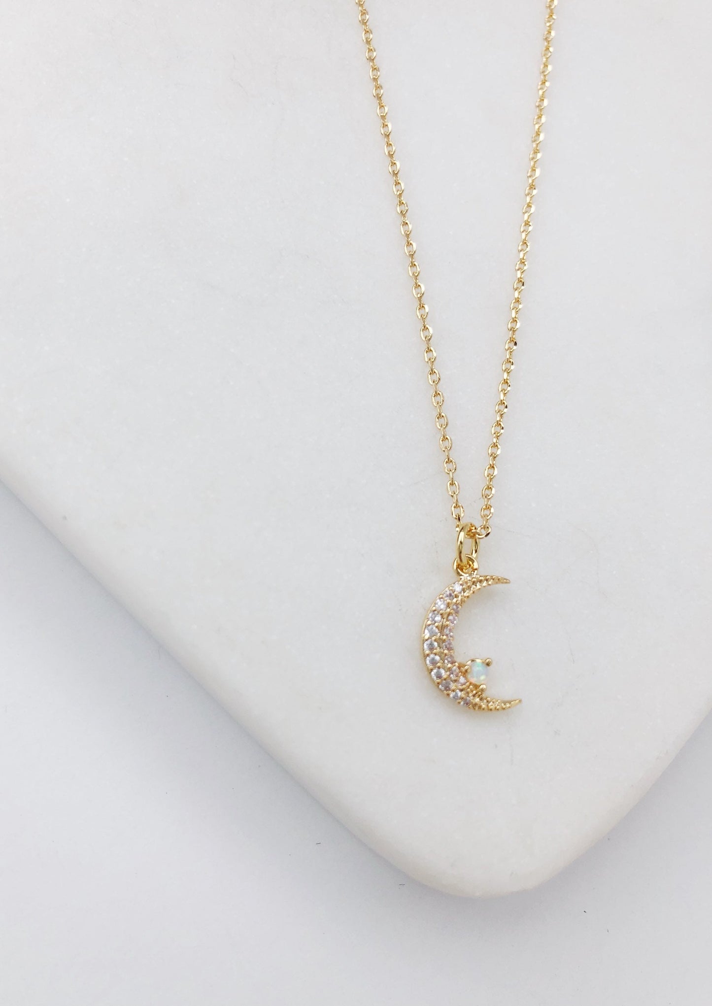 Moon necklace, opal necklace, dainty necklace, necklaces for women, gold necklace, opal necklace, dainty jewelry, birthday