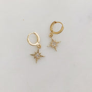 Huggie earrings, huggie hoop earrings, starburst huggies, star earrings, birthday gifts for her, gifts for women, gold earrings