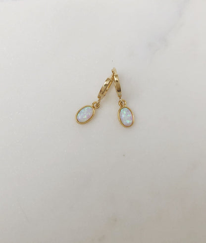 Huggie earrings opal charms, Gold opal hoop earrings, opal earrings, huggies, earrings, birthday gifts for her, gifts for women, jewelry