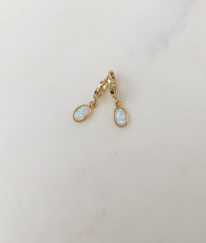 Huggie earrings opal charms, Gold opal hoop earrings, opal earrings, huggies, earrings, birthday gifts for her, gifts for women, jewelry