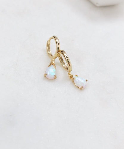 Opal Drop Huggie Earrings